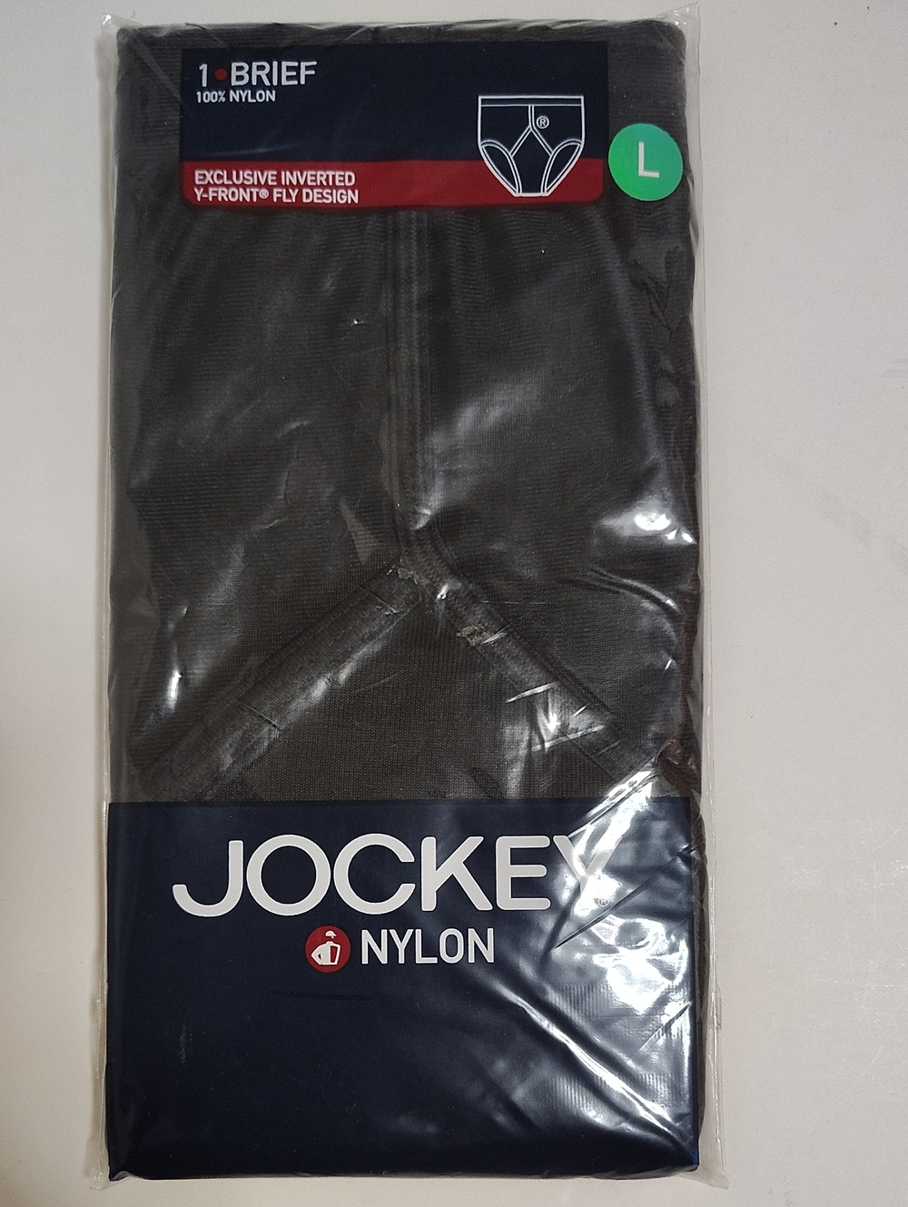 Vintage 2005 Jockey Nylon Brief - Size Large (36-38) Shiny Nylon Y Front - Black